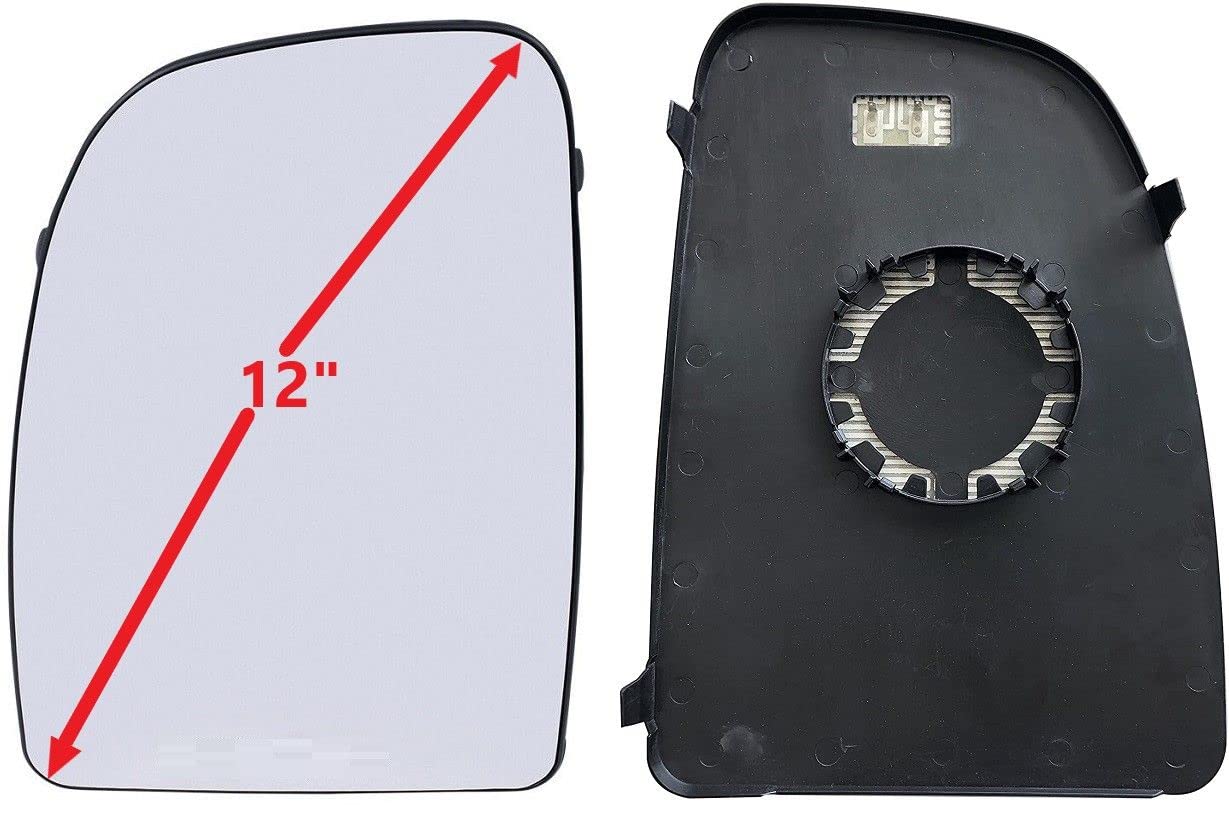 Mirrex75747HCLP Left Driver Side Heated Mirror Glass Replacement for 2014-2021 Ram Promaster 1500, Promaster 2500, Promaster 3500 Upper with Backing Plate, 2014-2021 Dodge Ram Promaster