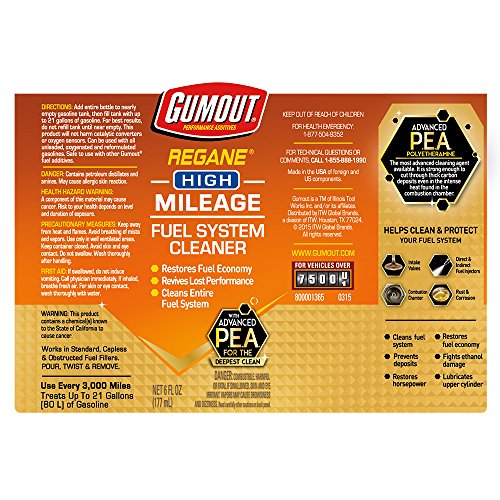 Image of Gumout 510023 Regane High Mileage Fuel System Cleaner, 6. Fluid Ounces