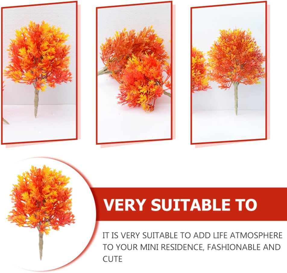 Toyvian Fall Decor 2pcs Miniature Artificial Maple Tree Artificial Maple Tree Model Ornament Plastic Tree Miniature Figurine for Micro Landscape Plant Pot Ornament 10cm Home Decor - Image 3