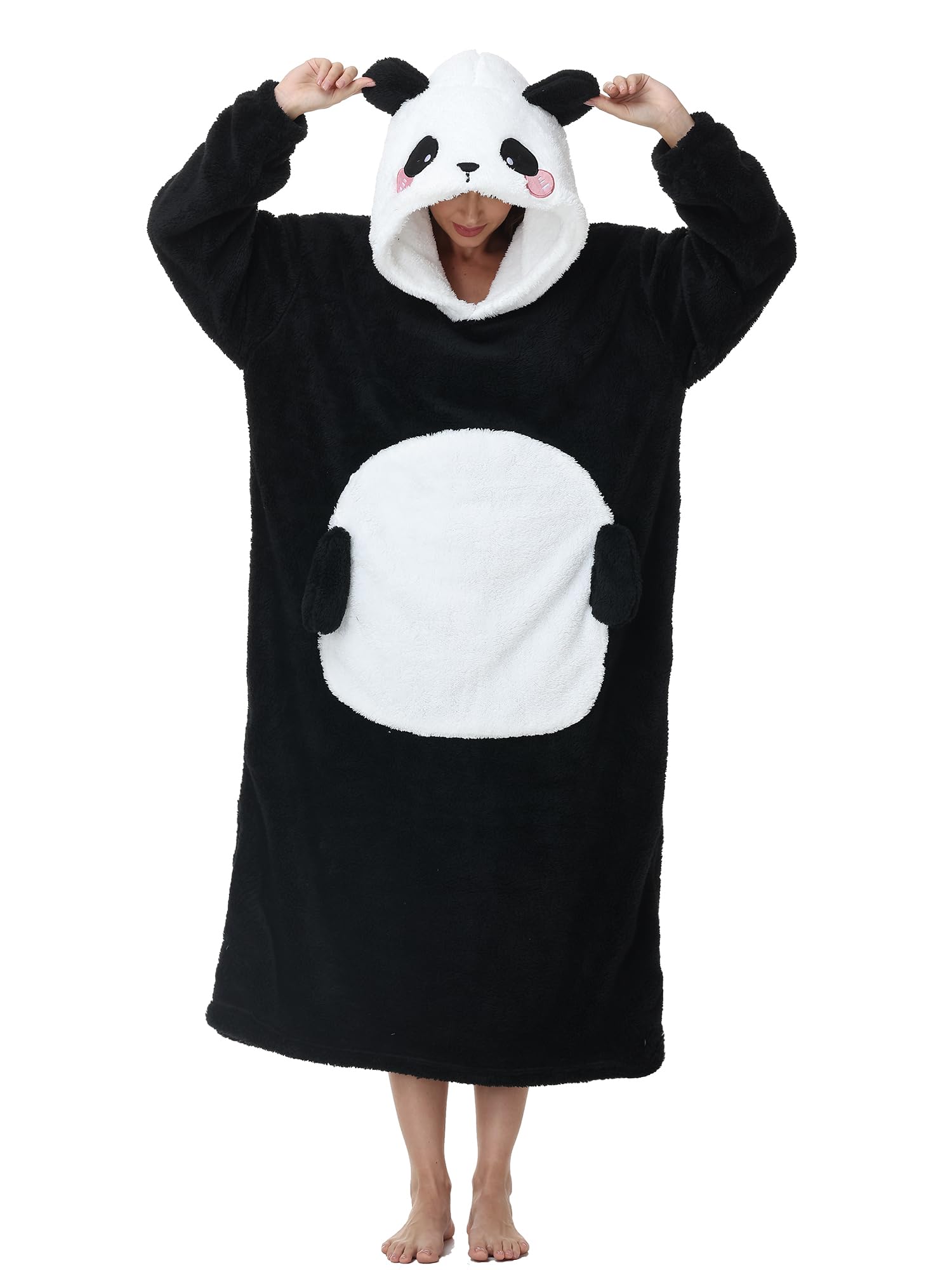 LATH.PIN Hoodie Decke Tragbare Verlängert Übergroße Oversized Pullover Tragbare Deckenhoodie Gemütlicher Decken-Sweatshirt mit Ärmeln und Riesigen Taschen für Erwachsene Unisex