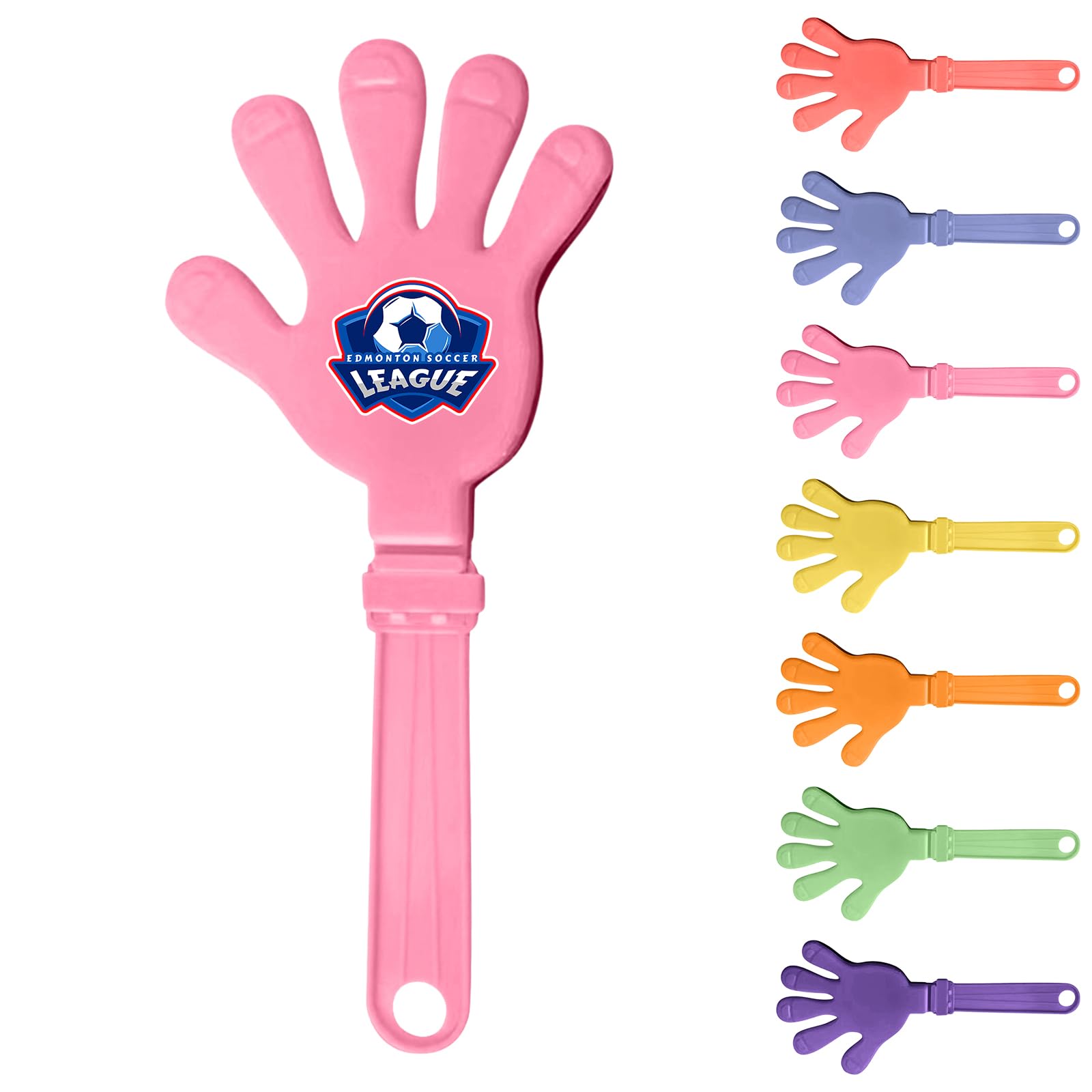 Personalised Plastic Hand Clapper, Personalised Noisemakers for Party, Sport Event, Corporate Promotional Events, and Team Spirit, Custom Logo, Standard & Glow in the Dark Versions (Pink)