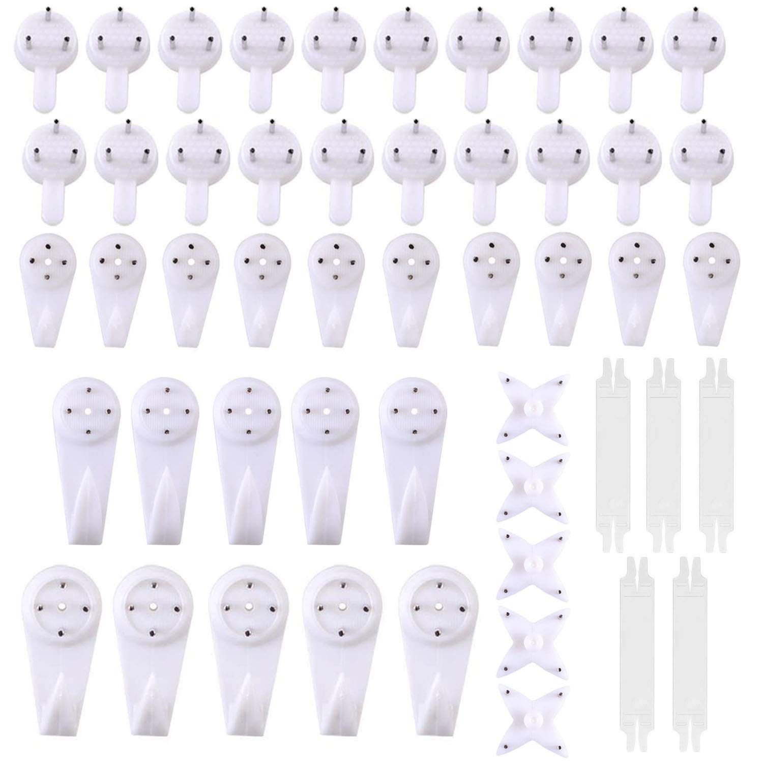 Greneric 50 Packs of White Nylon Hardwall Plasterboard Picture Hook, Hardwall Hanger Hook Used for Hanging Picture Wedding Mirror Wall Decoration Clock Hanging Wall Hanging Hook Frame