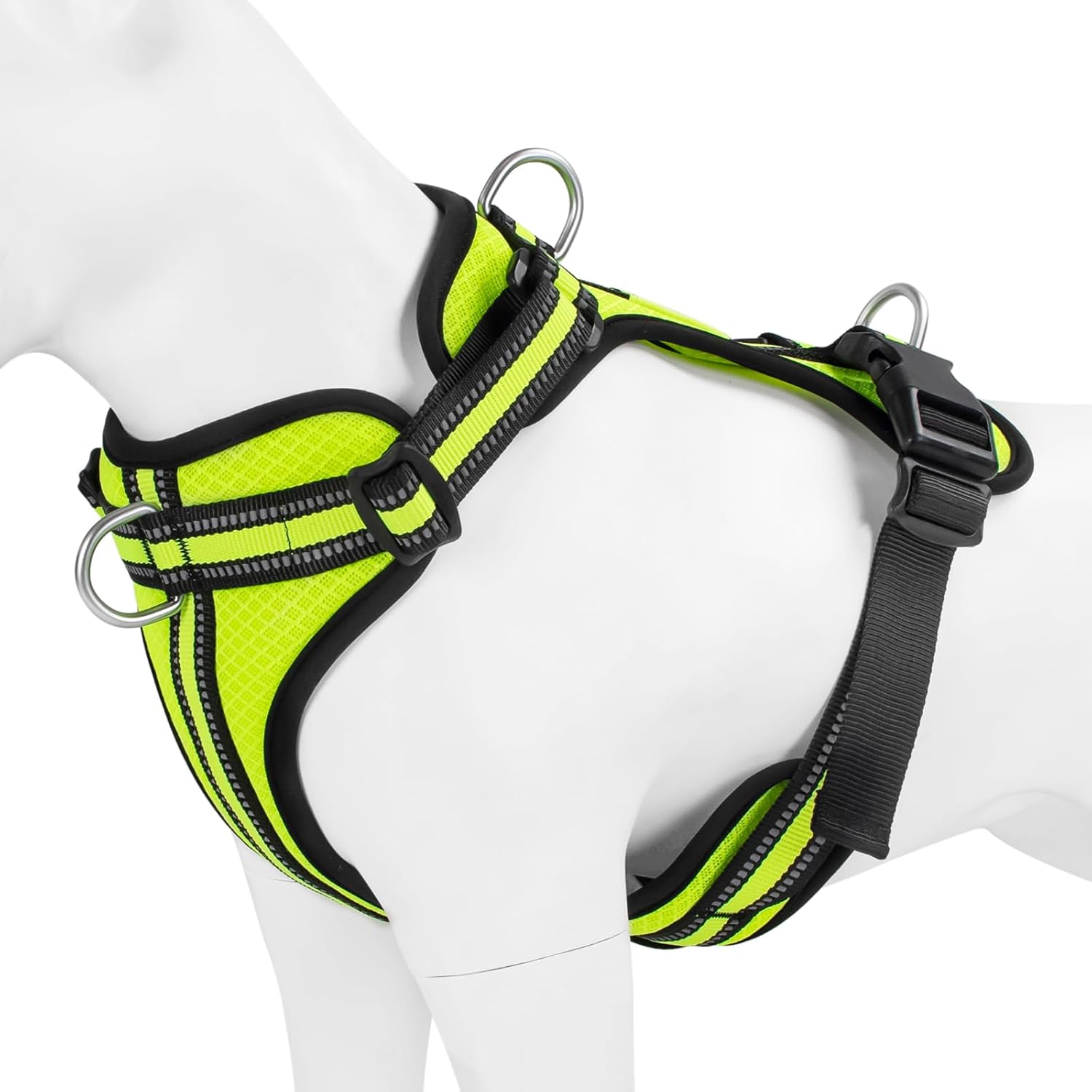 Wisedog Reflective No Pull Dog Harness – Adjustable Lightweight Pet Vest with 3 Fast-Release Buckles for Dogs Walking, Running and Training(M, Yellow)
