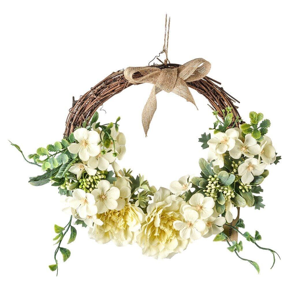 Guirlande de simulation cercle rotin couronne fleurs artificielles décoration murale