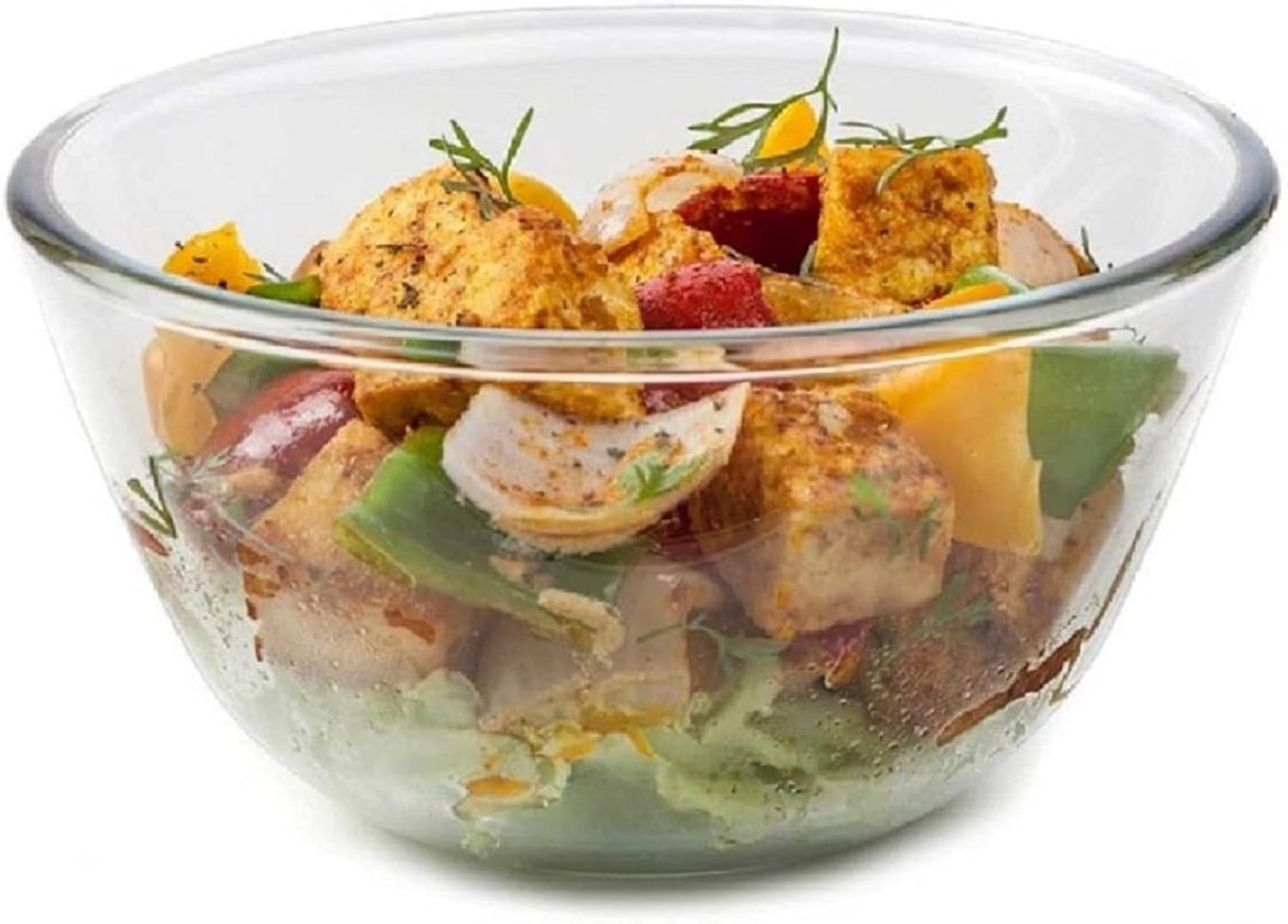 Signoraware Mixing Bowl High Borosilicate Glass With LID, 500ml, 1 Piece, Transparent