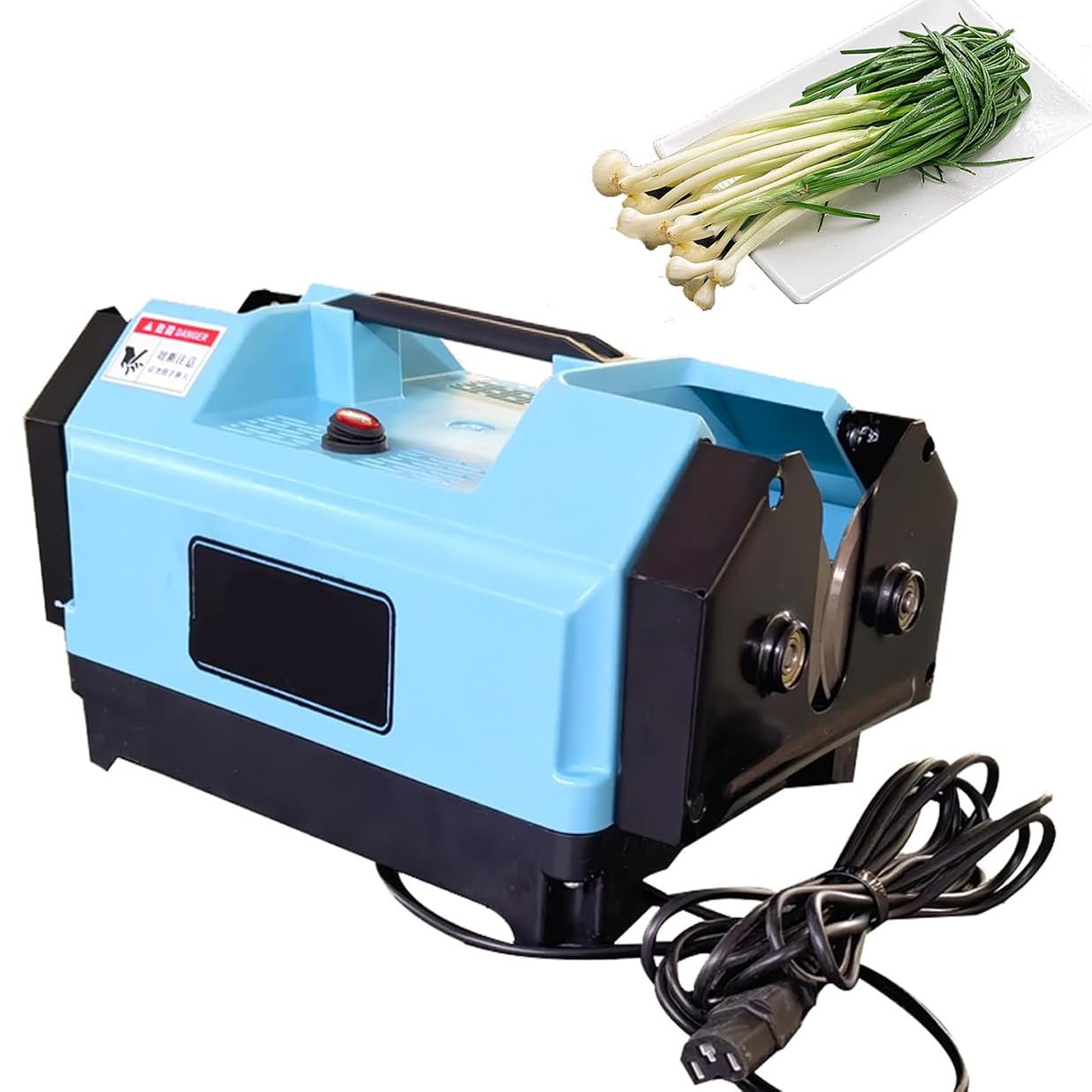 BOOZXCV Electric Garlic Root Stem, Garlic Root, Double Garlic Top Tails Remover Machine, Cut Beard and Roots (Blue)