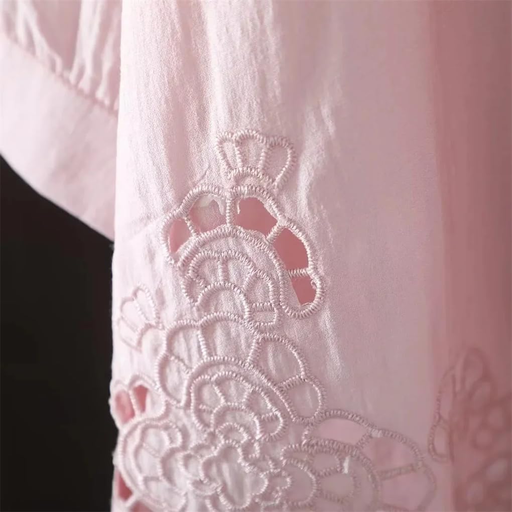 Bawełniane koszule i bluzki damskie vintage boho dekolt w serek solidna haftowana pusta bluzka boho koszule