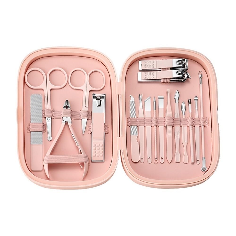 Ensemble de coupe-ongles Ensemble de manucure 18 pièces Kit de manucure en acier inoxydable Coupe-ongles en acier inoxydable Ensemble complet Boîte à manchons pour ongles Coupe-ongles Ensemble de coup