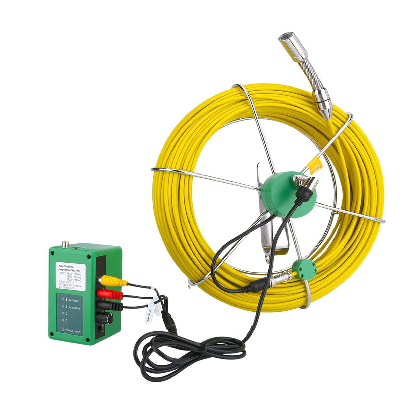 Kamera kanalizacyjna 7 -calowa bezprzewodowa Wifi Drenaż kanalizacji Industrial Endoscope 2 mm Przemysłowa kamera rur endoskopowa z LCD Monitor Antykorozyjna(F9200WF-20M)