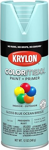 Krylon - Pintura y primer en aerosol COLORmaxx K05506007, 12 onzas, brisa azul del océano (Blue Ocean Breeze) brillante