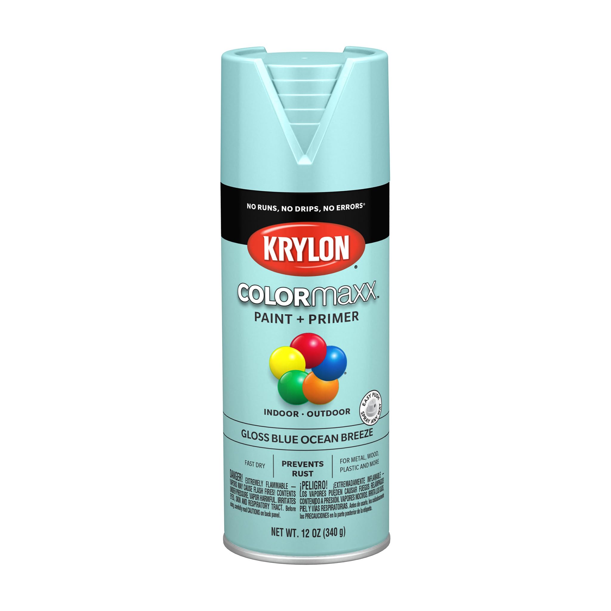 Krylon K05506007 COLORmaxx Spray Paint and Primer for Indoor/Outdoor Use, Gloss Blue Ocean Breeze 12 Ounce (Pack of 1)