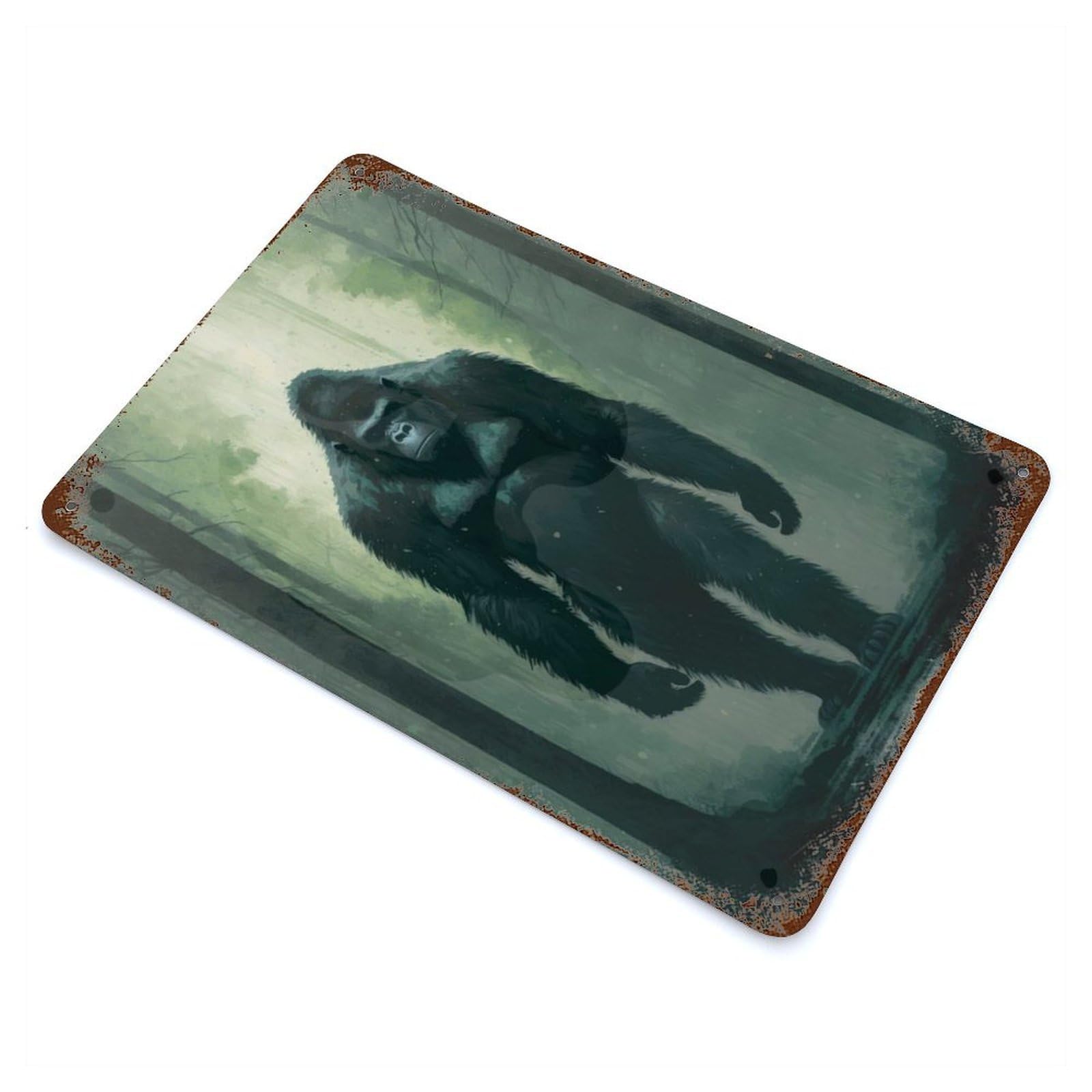 Rust Effect Gorilla Art Style 9 Decorative Tin Sign 11.8"x7.9", Rustic Home Decor for Cafe, Home Bar And Lounge Decor