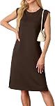 GRECERELLE Summer Dress for Women Sleeveless Casual Loose Beach Sundress Crewneck Wrinkle-Free Midi Dress with Pockets