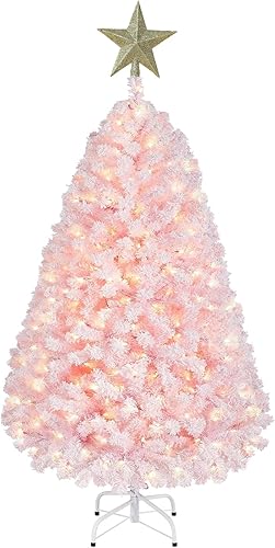 KATLAZIC 4.5FT Faux Cashmere Christmas Tree, Snow Velvet Pine Needle Christmas T
