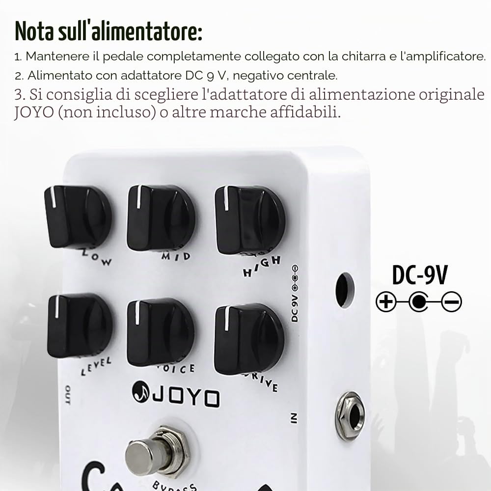JOYO Overdrive - Amplificatore a pedale distorsione, suono rock, da OD a Dist, per effetti chitarra elettrica, Bypass (California Sound JF-15)