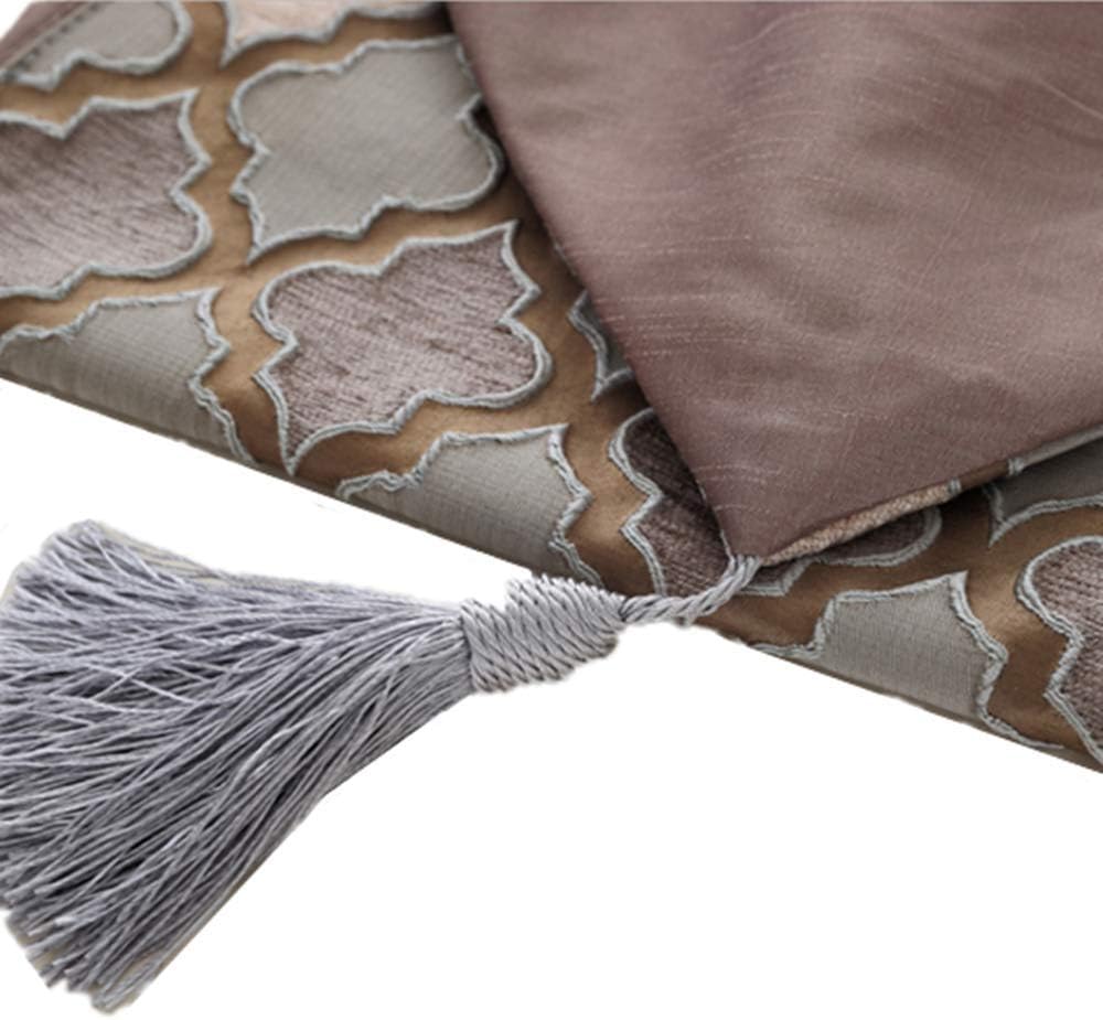 TM Modern Fall Jacquard Weave Geometric Table Runners Coffee Color with Tassels for Coffee Tea Party Table Dresser Home Decoration 13 x 73 inches