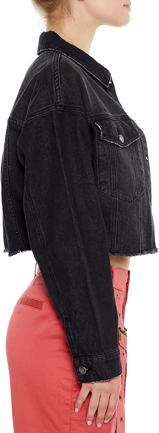 Forever 21 womens Frayed Denim Trucker Jacket - Image 5