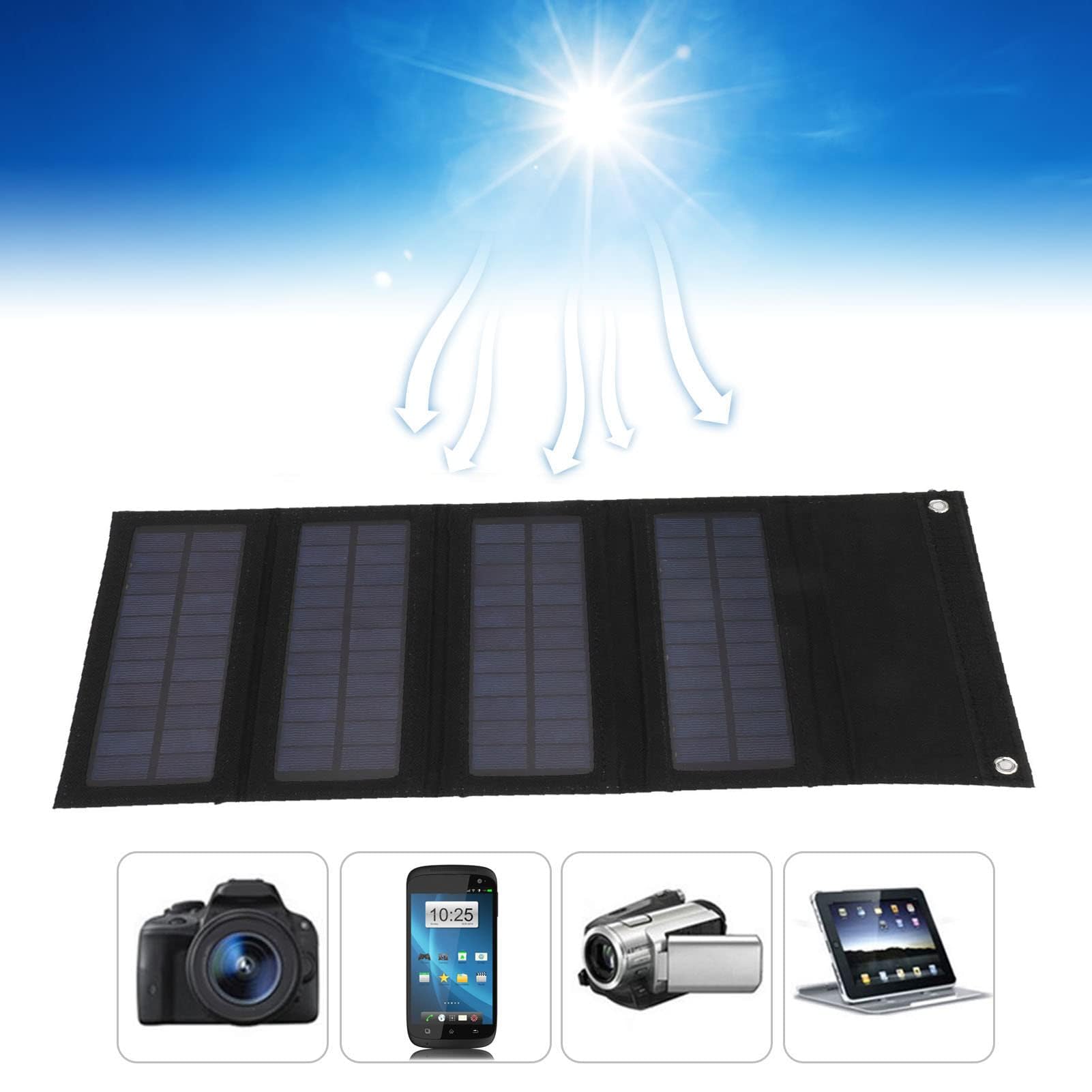 Trwała składana ładowarka panelu słonecznego 40 W na zewnątrz, kemping, wędrówki, przenośny monokrystaliczny panel słoneczny (BLACK)