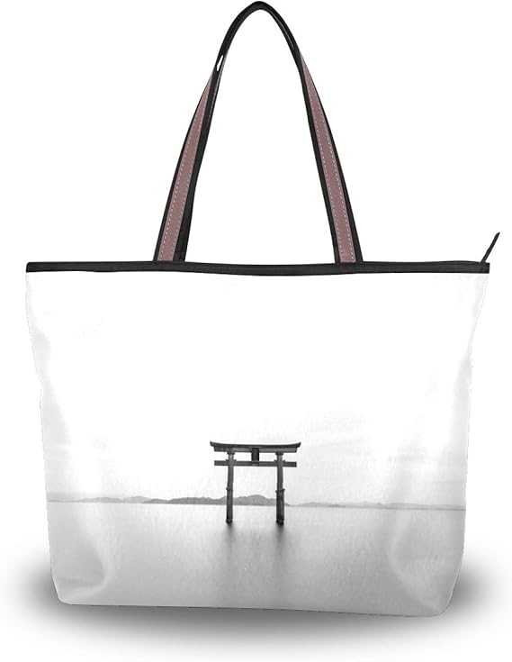 Amazon 神社風景 トートバッグ レディース 大容量 通勤 通学 旅行 高校生 軽い 軽量 肩掛けバッグ 対応 ハンドバッグ 大きさ ファスナー 2way 手提げバッグ ギフト プレゼント トートバッグ