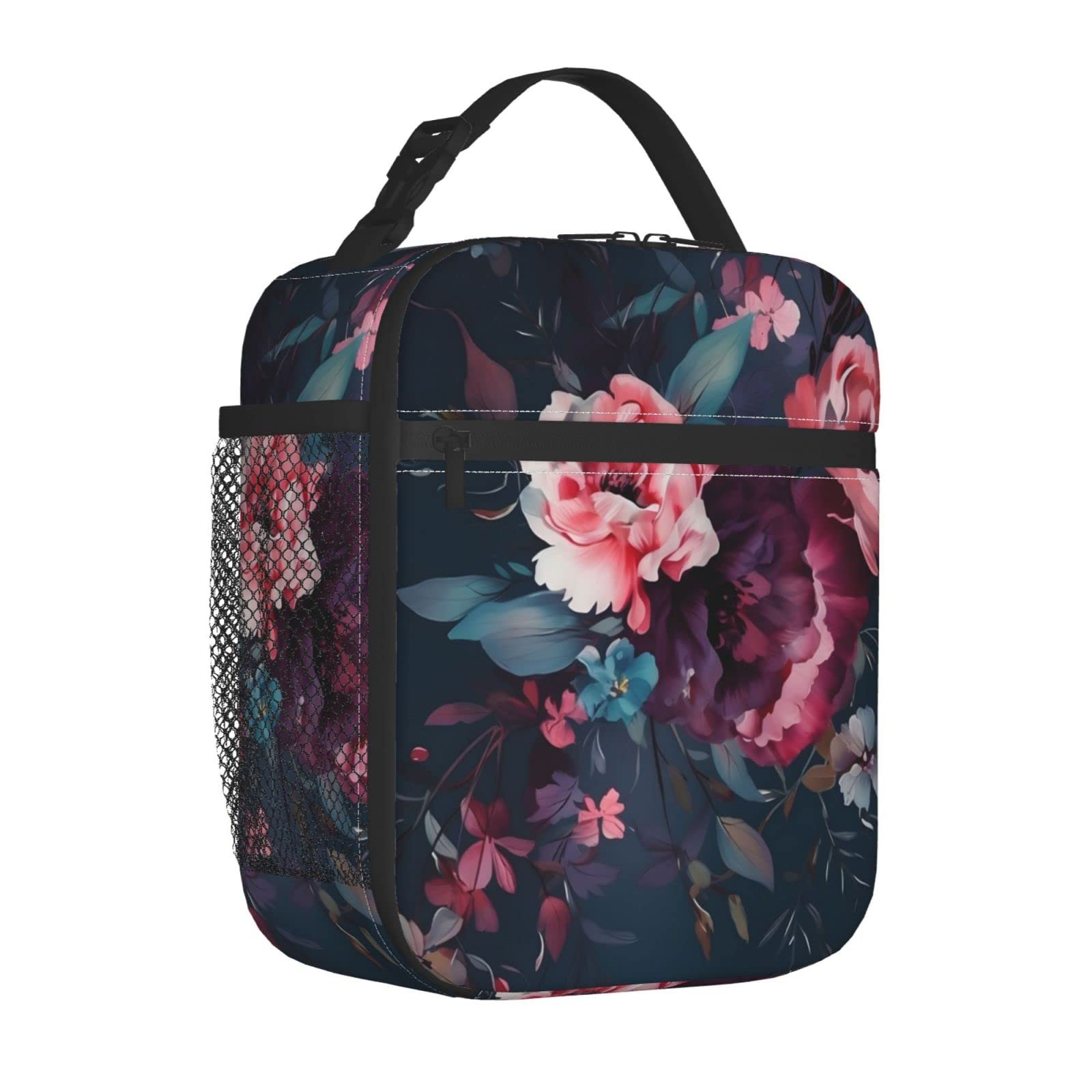 FYCFSLMY Floral Outdoor Insulated Lunchbox Reusable Picnic Cooler Bag For Women Men Work Travel Office