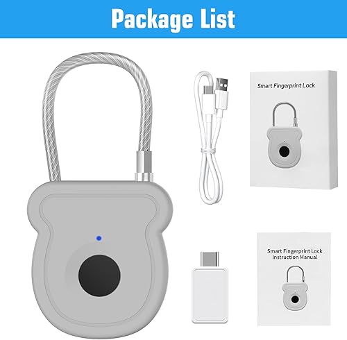 Miniatura 10 de Candado inteligente de huellas dactilares para equipaje, capacidad de 20 usuarios, llave USB y código de emergencia, cerradura biométrica sin llave