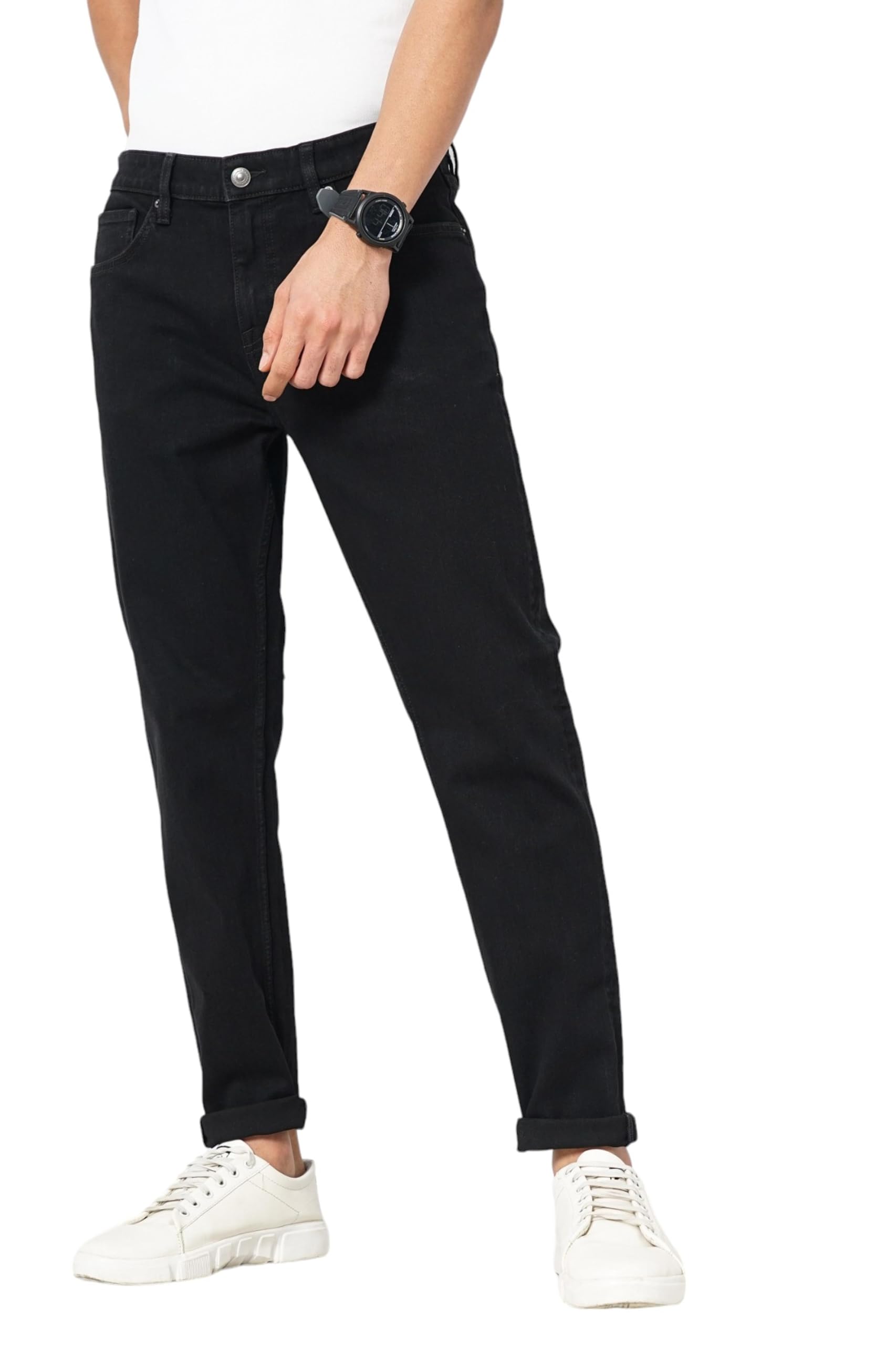 Celio Jeans da uomo in cotone slim fit tinta unita nera