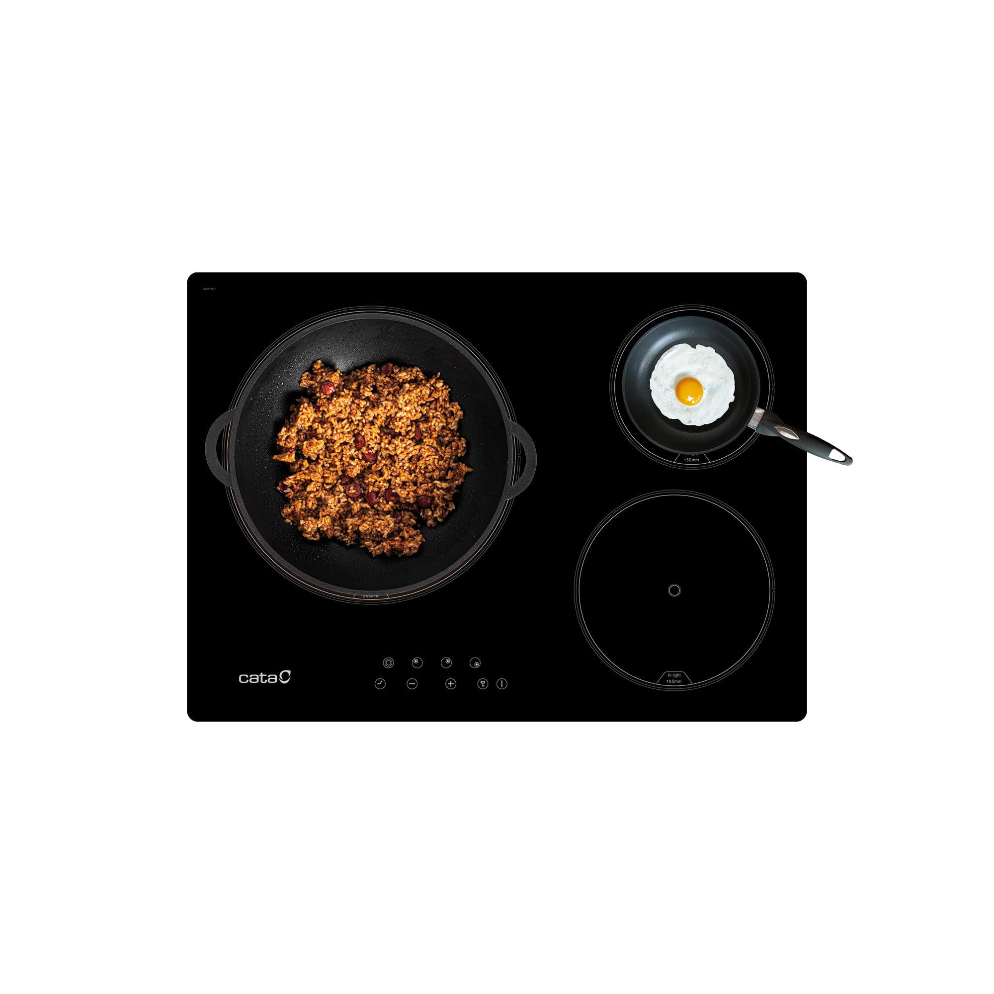 Cata | Placa de inducción | Modelo TT 5003/G | 3 Zonas de Cocción | Placa con 9 Niveles de Potencia Regulables + Booster | Ancho de 59cm | Acabado en Color Negro