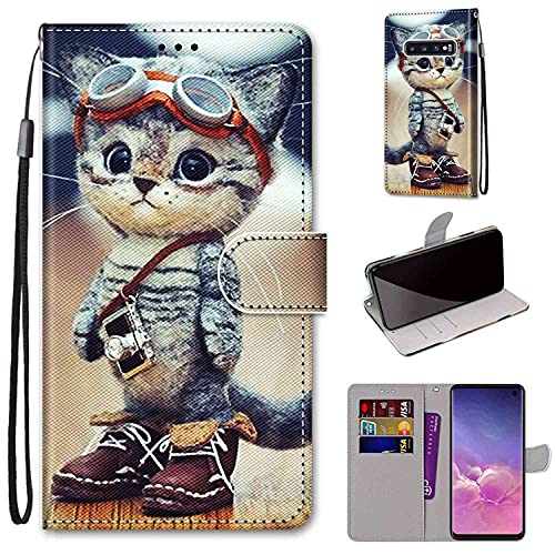 TOMYOU para Samsung Galaxy S10 Funda con Tapa de Cuero PU Soporte Plegable Ranuras para Tarjetas para Teléfono Móvil Samsung Galaxy S10 Cubierta Cover