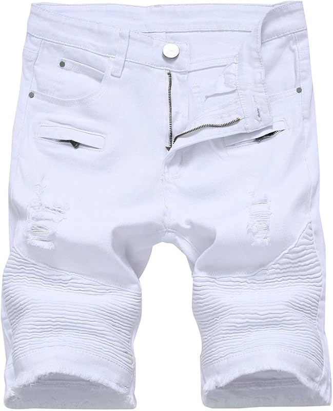Lavnis Men's Denim Shorts Ripped Distressed Jean Shorts | Classic Fit, Casual Streetwear Style, Summer Fashion Outdoor, Daily Wear