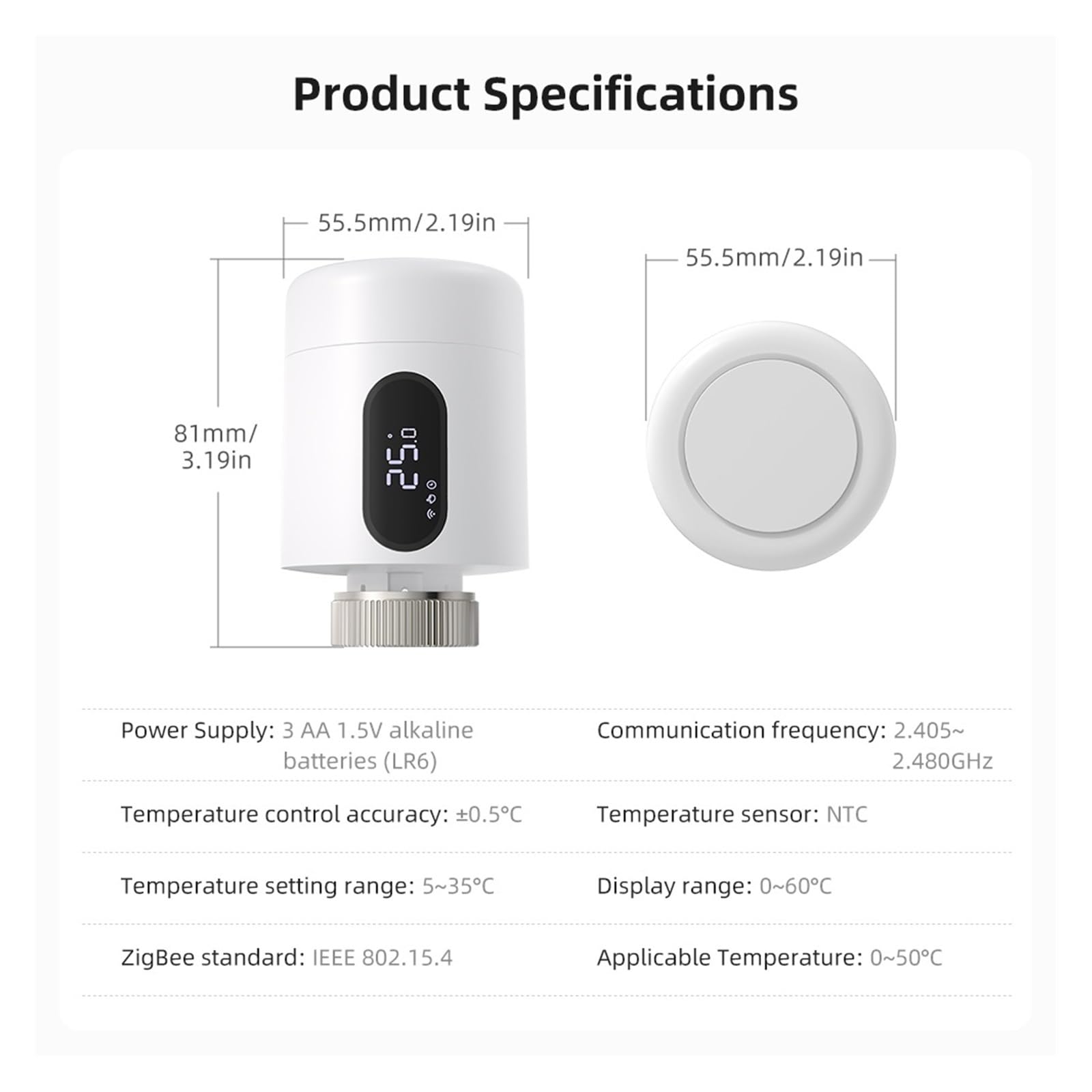 Inteligentny Termostat Tuya ZigBee, Siłownik Grzejnikowy, Zawór Termostatyczny TRV Z Obsługą Oświetlenia Otoczenia Informacja O ZgodnośCi(2PCS)