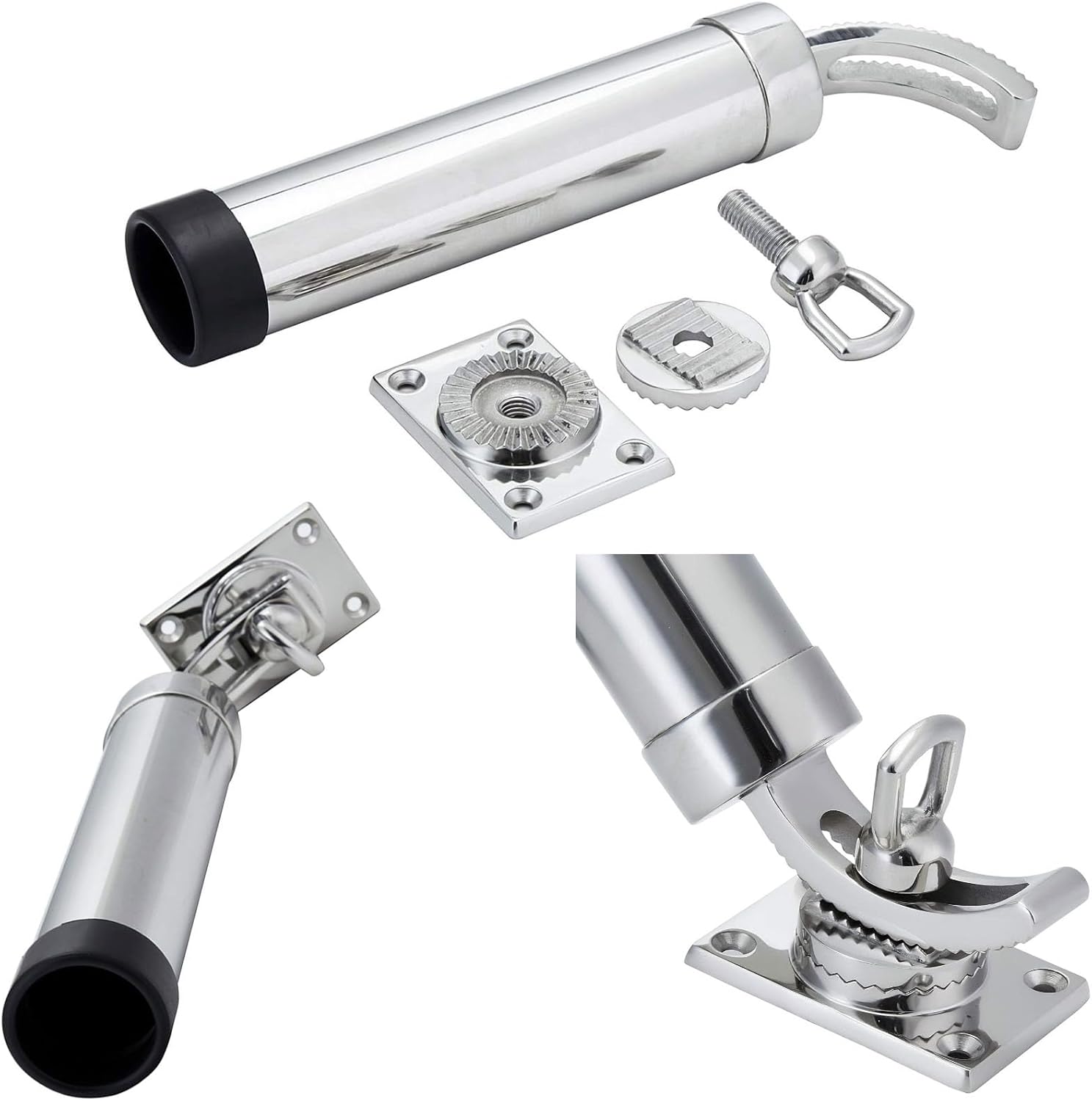Stainless Steel All Angle Adjustable Fishing Rod Holder, Top/Side/Deck-Mounted Fishing Pole Holders for Boats, Boat Marine Fishing Stainless Steel, Side Boat Pole Holders Kayak Saltwater Freshwater