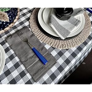Gray Cotton Farmhouse Plaid Tablecloth - Rectangle, 63x109, Gray & Cream Gray Cotton Farmhouse Plaid Tablecloth Rectangle 63×109 Gray Cream
