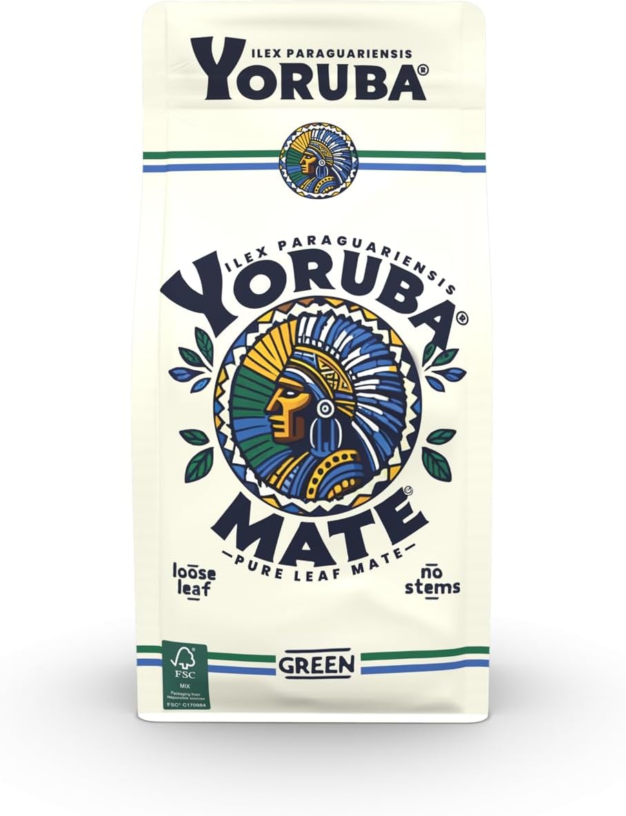 YORUBA MATE | GREEN YERBA MATE 250g | Pure Leaf mate, without stems | Healthy Coffee Alternative | High Caffeine Tea | Energy and Detox Drink | 100 Servings