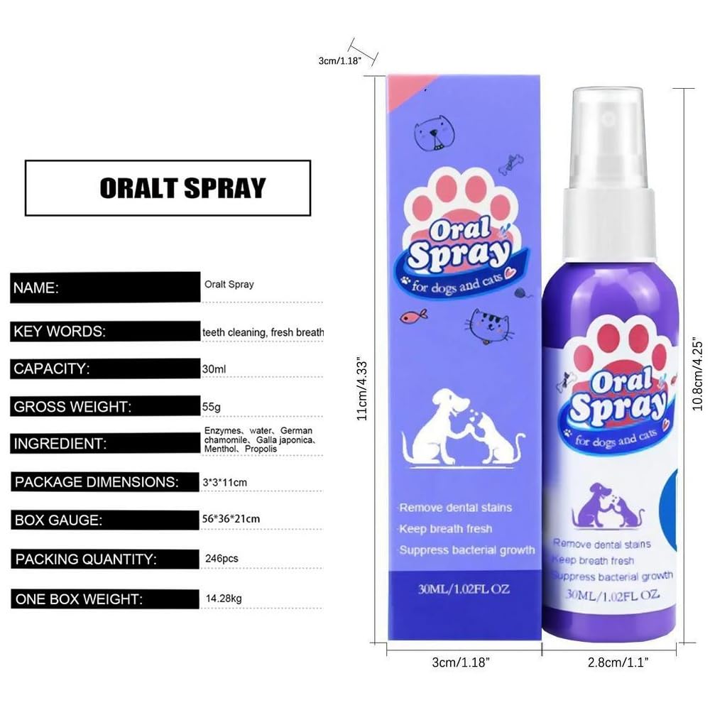 Spray de nettoyage des dents pour chiens et chats, nettoyant pour dents d'animaux domestiques, soins dentaires pour animaux de compagnie, élimination de la mauvaise haleine des animaux de compagnie,