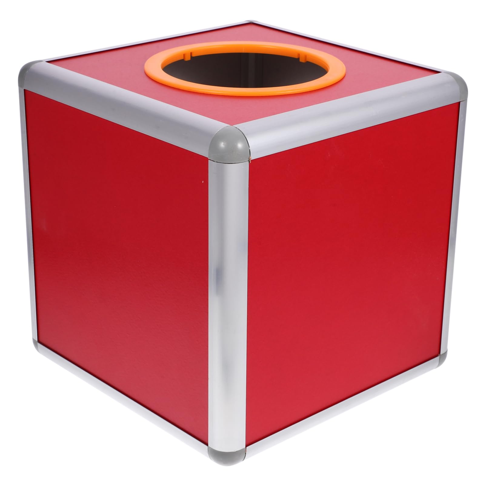 Sewroro Square Raffle Ball Game Box 20cm Raffle Ticket Holder Lottery Container Metal Dedication Box for Voting Charity Contests
