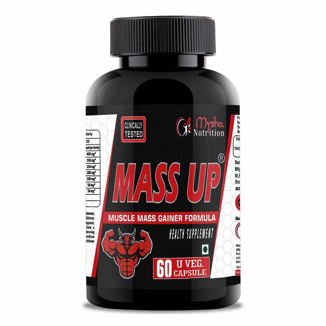 Mysha Nutrition Mass Up Mass Gainer Capsules | 60 Capsule | 100% Herbal Blend of Ashwagandha, Tribulus, Safed Musli,Chamomile,Amla,Shataveri & Ginger |Supplement for Muscle Growth, Stamina & Strength-image-49