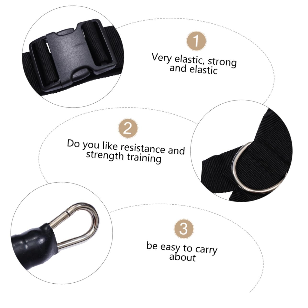 Gatuida Banda Elástica de Resistencia Cuerda de Tela Tejida Negra para Ejercicios de Yoga y Fitness Adecuado para Entrenamiento de Fuerza y Estiramientos en Casa