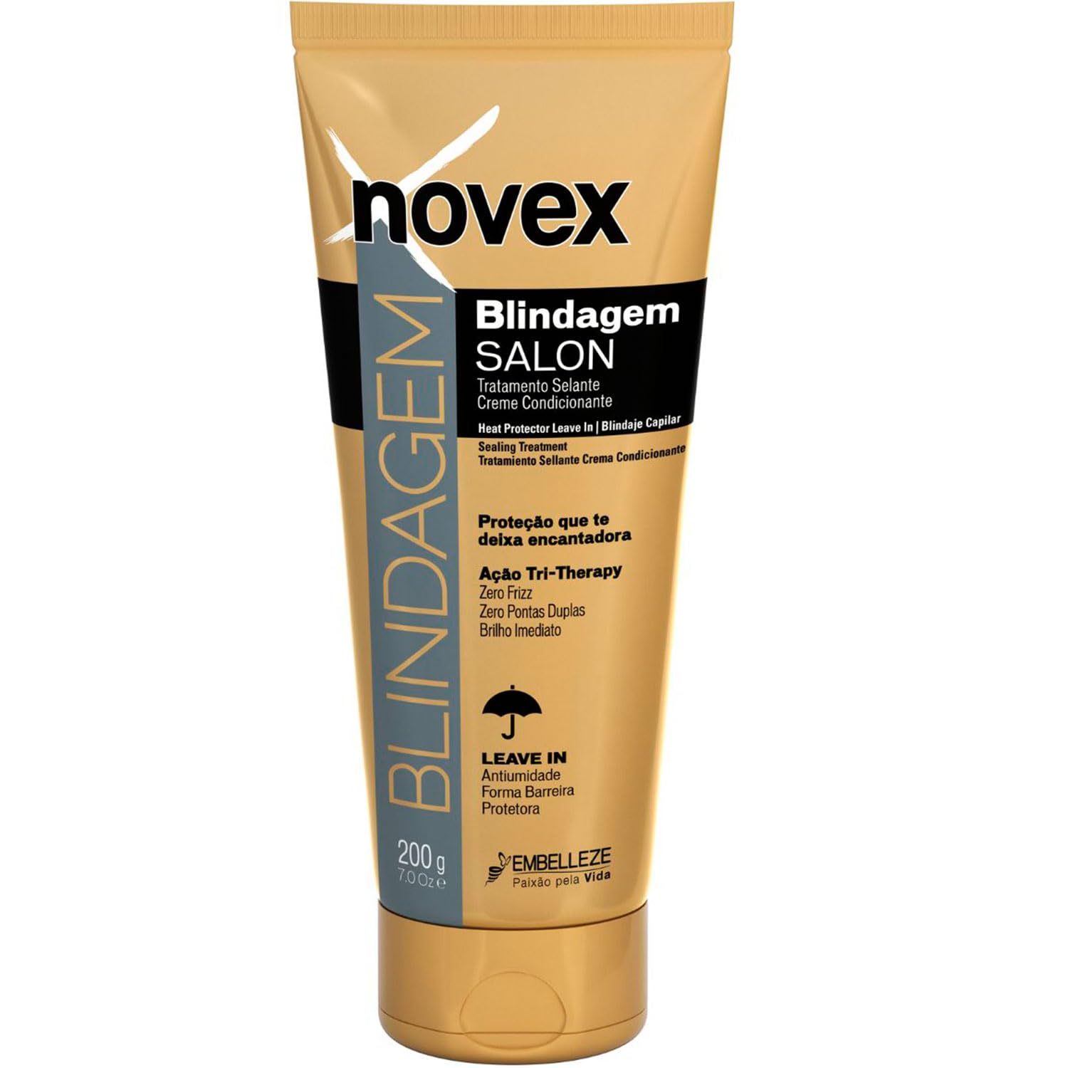 Embelleze Blindagem Brazilian Keratin Heat Protector Leave In (7Oz) Thermal Heat Protectant Sealing Treatment For Heat Styling, Detangling & Smoothing Chemically Damaged, Dry & Dull Hair Types