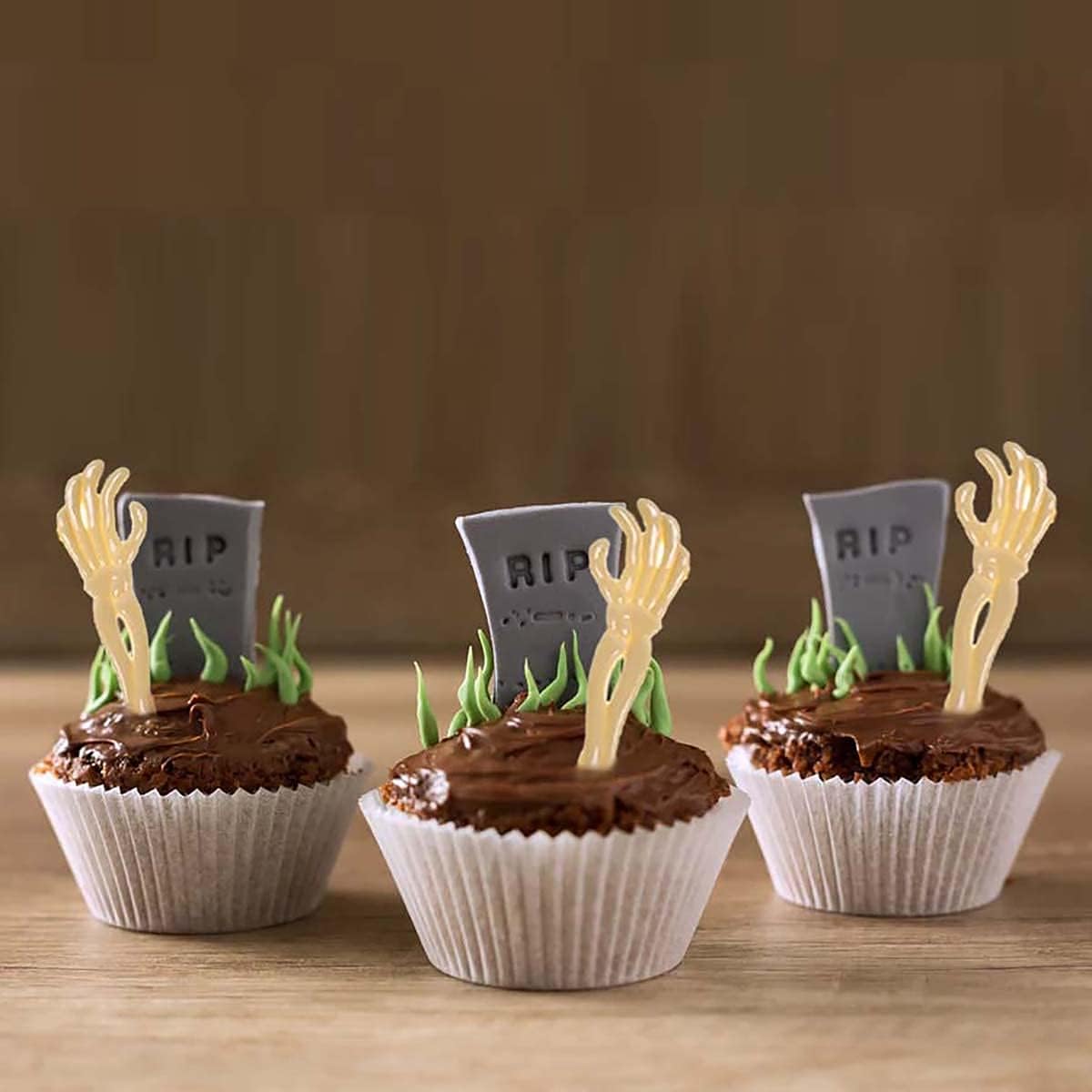 36 Pcs Plastic Skeleton Zombie Hand Cupcake Toppers - 5' Zombie Hands Cake Topper, Halloween Decor, Party Supplies(Yellow) - Image 3