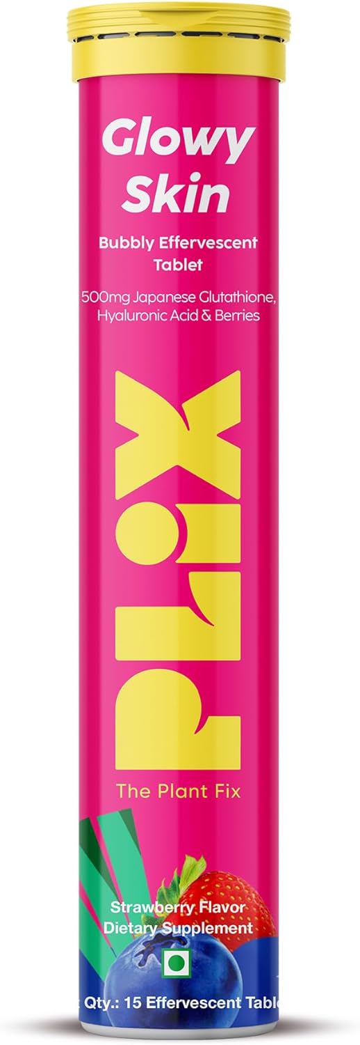 PLIX Glowy Skin 500mg Glutathione Supplement with Hyaluronic Acid, Vitamin C, E & Berries | 30 Effervescent Tablets, Strawberry Flavor - Image 2