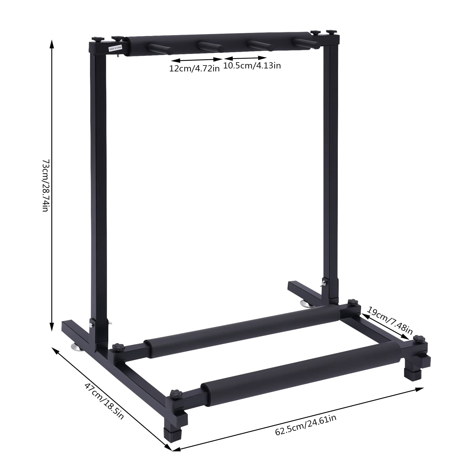 Supporto Per Chitarra In Metallo Regolabile - Fino A 9 Chitarre, Con Protezione In Spugna, Nero - Foto 5