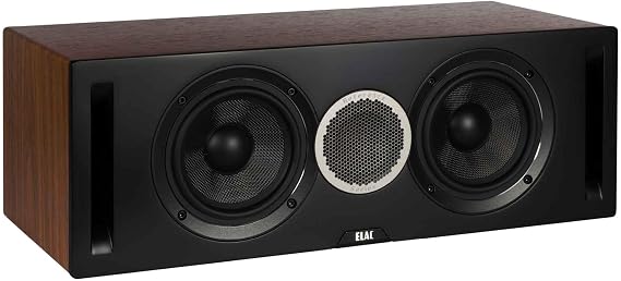 ELAC Debut Reference C5.2 Center Channel Speaker - Black Baffle, Walnut Cabinet