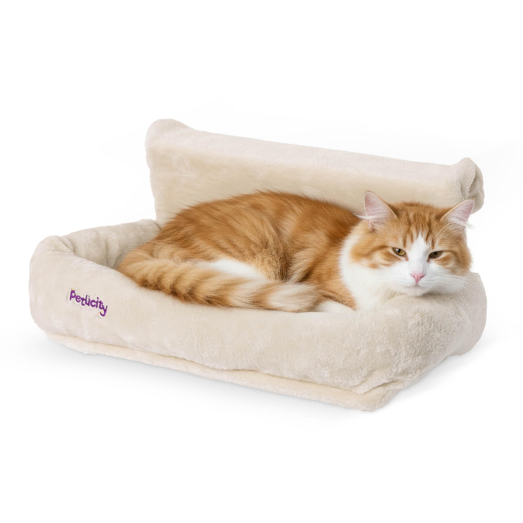 Petlicity Snuggle Padded Cat Radiator Bed - Machine Washable Fleece Cover and Foldable Arms Cat Hammock - Radiator Beds for Indoor Cats, Dogs and Small Pets - Beige