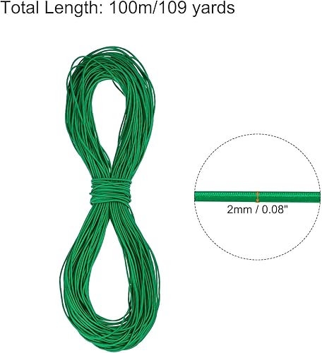 Vista 584 de PATIKIL Cuerda elástica elástica de 1/8 pulgadas, 11 yardas (0.118 in x 32.8 ft), color verde militar para manualidades, correas de gancho