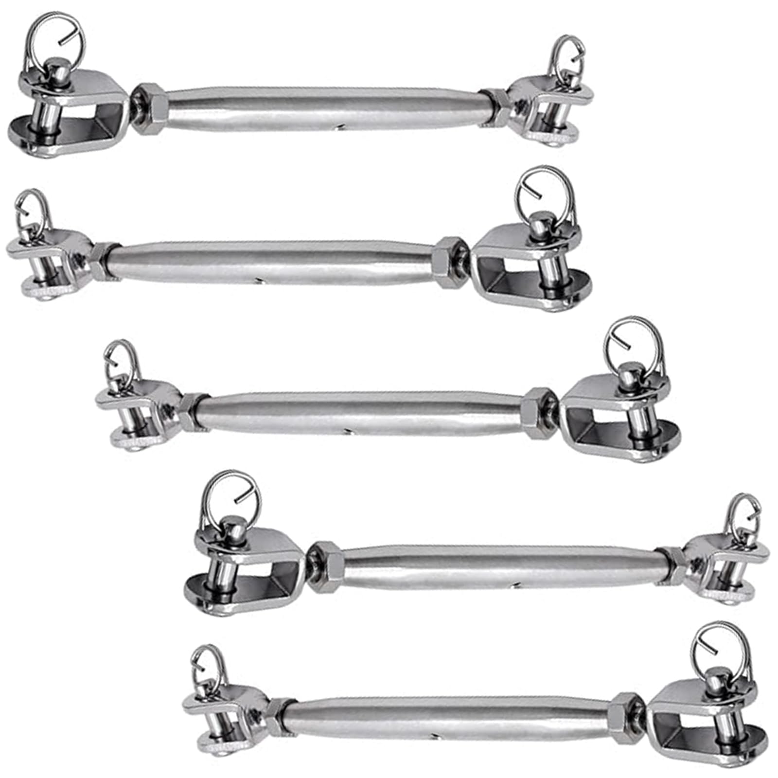 Kalttoy 5 Pack Stainless Steel Jaw Turnbuckle Hardware Rustproof Rope Tightener For Exhibition Displays Clotheslines Marine Use Turnbuckle For Rigging