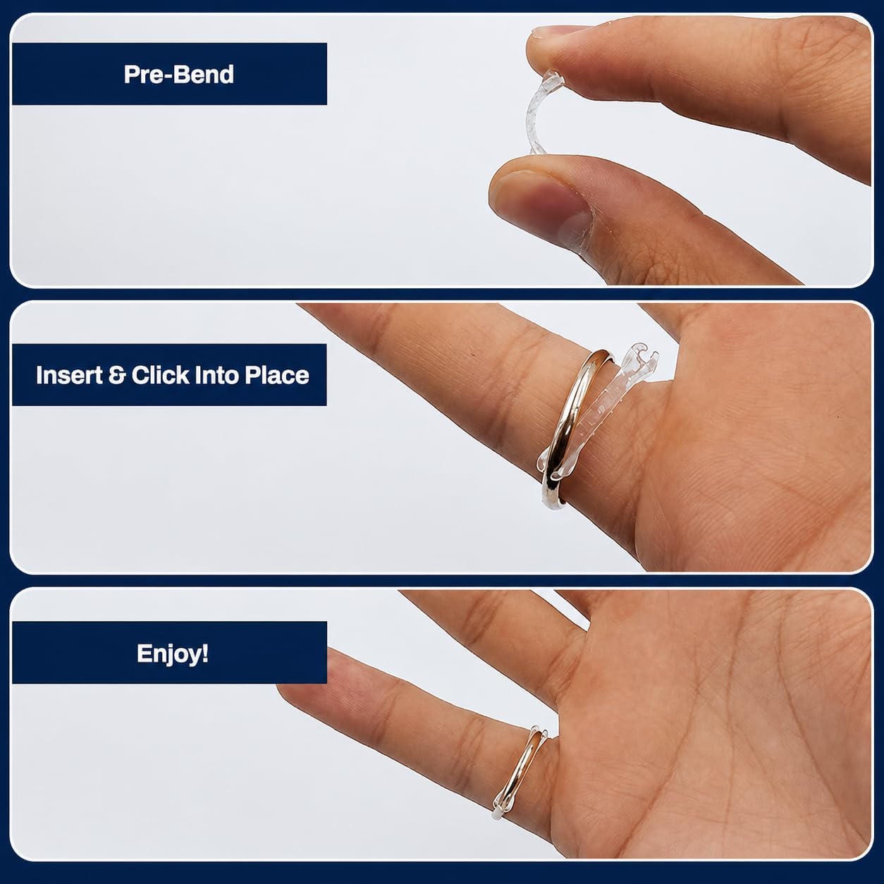 Chrome Cherry KnuckleFit Ring Size Adjuster for Loose Rings – Invisible Clear Ring Sizer Set with Memory-Fit Technology – Secure Comfort Fit for Engagement Rings, Wedding Bands & Fashion Rings