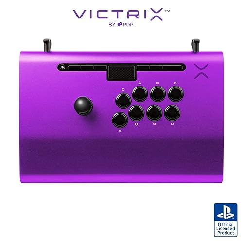 Victrix Pro FS ESports Playstation Fight Stick for PS4, PS5, PC, Durable Aluminum, Sanwa Denshi Buttons, Ergonomic Wrist Slope, Detachable Joystick, Tournament Grade for Fighting Games (Purple) - Purple - Pro FS