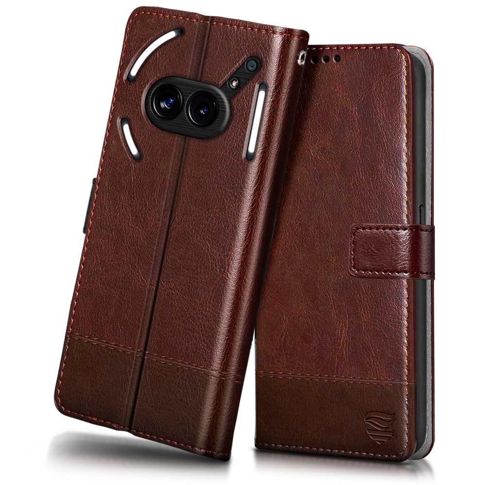 FLIPPED Vegan Leather Flip Case Back Cover for Nothing Phone 2a | Phone 2a Plus (Flexible, Shock Proof | Hand Stitched Leather Finish | Card Pockets Wallet & Stand | Tan with Brown) (B0CY8BWSCZ) Amazon Price History, Amazon Price Tracker