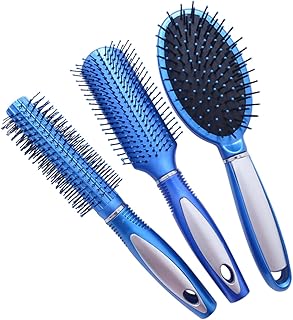 3piezas Peine Masajeador Ergonómico Para Cabello Rizado y Cabelludo Accesorios Para Hombres Color Azul
