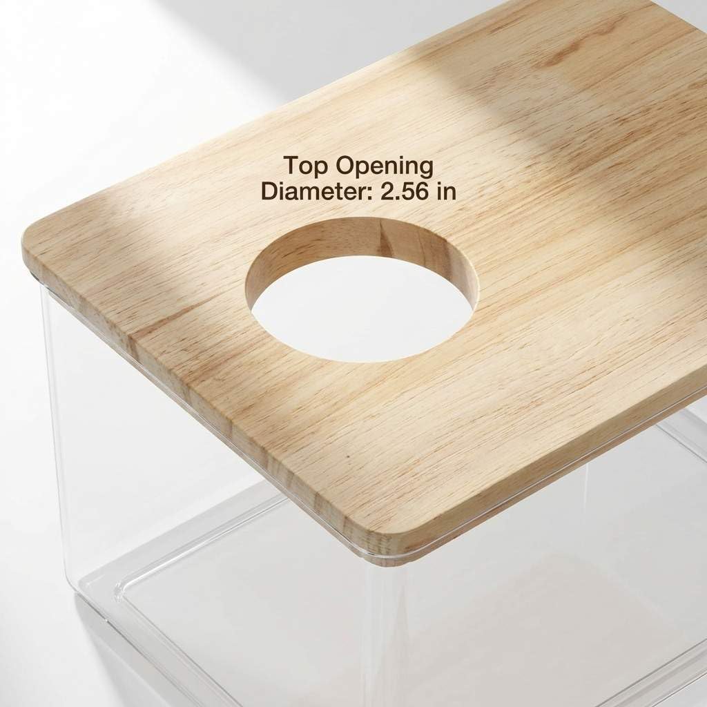 QWORK Hamster Sand Bath Box – Clear Acrylic Habitat Bath with Wooden Lid for Dwarf Hamsters, Digging & Grooming image 4